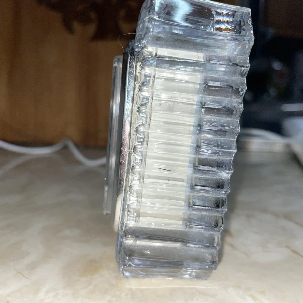 Lead Crystal Framed Square Shelf Quartz Clock TESTED‎ WORKS